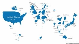 نقشه جهان چگونه خواهد بود وقتی وسعت کشورها بر اساس سرمایه آن ها باشد؟